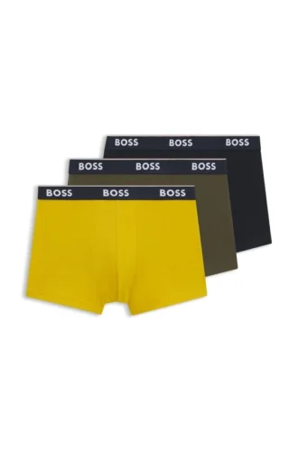 Three-pack of stretch-cotton trunks with logo waistbands