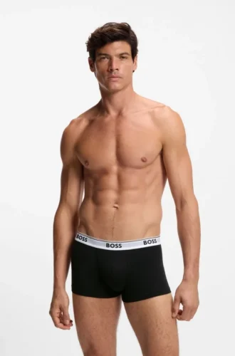 Three-pack of stretch-cotton trunks with logo waistbands