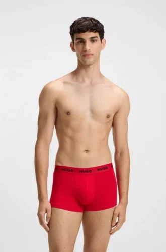 Three-pack of stretch-cotton trunks with logo waistbands