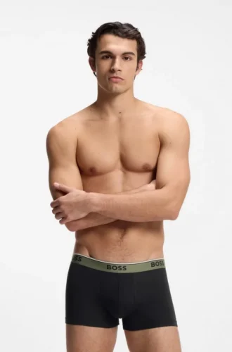 Three-pack of stretch-cotton trunks with logo waistbands