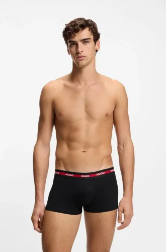 Three-pack of stretch-cotton trunks with logo waistbands