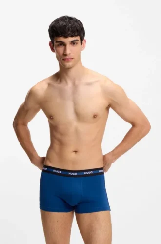 Three-pack of stretch-cotton trunks with logo waistbands