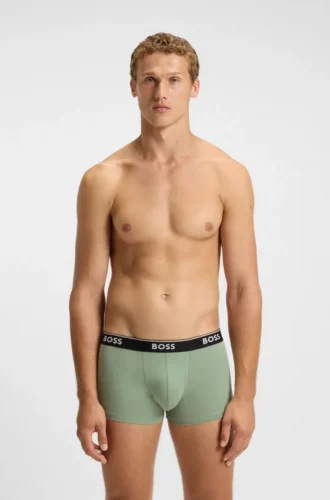 Three-pack of stretch-cotton trunks with logo waistbands