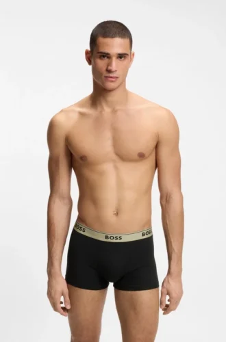 Three-pack of stretch-cotton trunks with logo waistbands