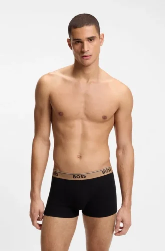 Three-pack of stretch-cotton trunks with logo waistbands