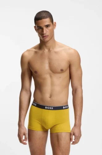 Three-pack of stretch-cotton trunks with logo waistbands