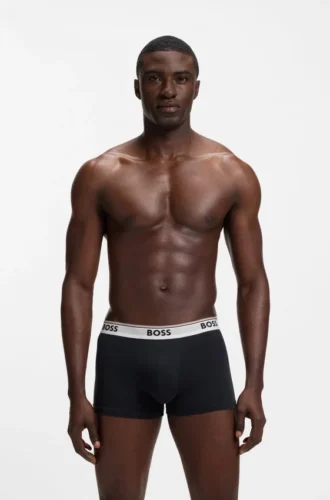 Three-pack of stretch-cotton trunks with logo waistbands