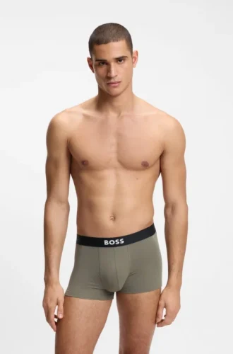 Three-pack of stretch-cotton trunks with logos