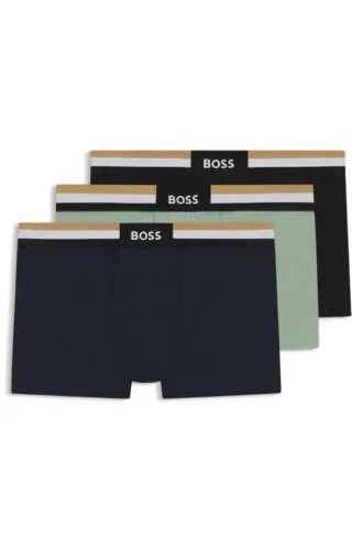 Three-pack of trunks in a moisture-wicking cotton blend