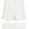 Three-piece slim-fit suit in cotton and linen