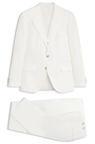 Three-piece slim-fit suit in cotton and linen