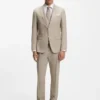 Three-piece slim-fit suit in patterned stretch wool