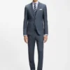 Three-piece slim-fit suit in patterned stretch wool