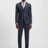 Three-piece slim-fit suit in patterned stretch wool