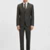Three-piece slim-fit suit in patterned stretch wool