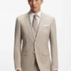 Three-piece slim-fit suit in patterned stretch wool