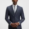 Three-piece slim-fit suit in patterned stretch wool