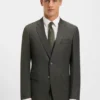 Three-piece slim-fit suit in patterned stretch wool
