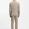 Three-piece slim-fit suit in patterned stretch wool