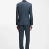 Three-piece slim-fit suit in patterned stretch wool