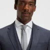 Three-piece slim-fit suit in patterned stretch wool