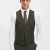 Three-piece slim-fit suit in patterned stretch wool