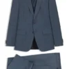 Three-piece slim-fit suit in patterned stretch wool