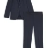 Three-piece slim-fit suit in patterned stretch wool