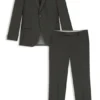 Three-piece slim-fit suit in patterned stretch wool