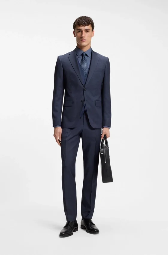 Three-piece slim-fit suit in virgin-wool serge Three-piece slim-fit suit in virgin-wool serge