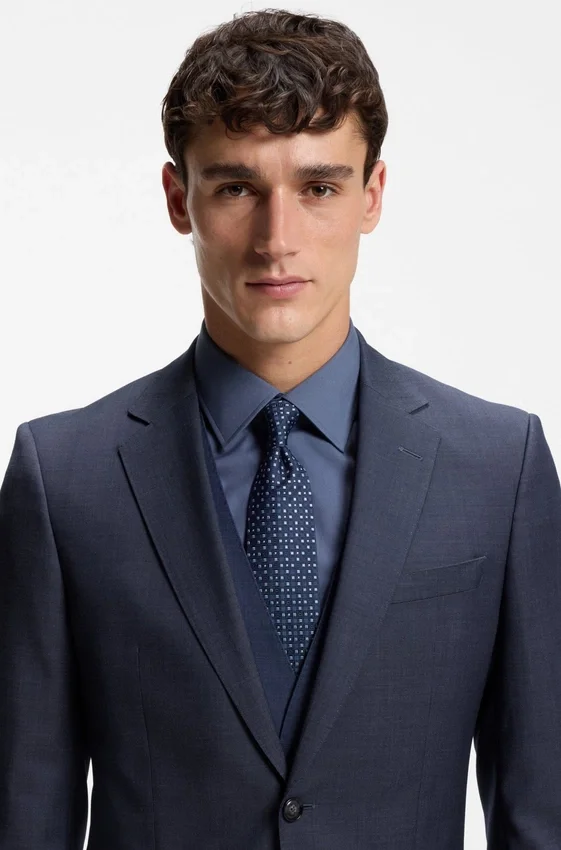 Three-piece slim-fit suit in virgin-wool serge Three-piece slim-fit suit in virgin-wool serge