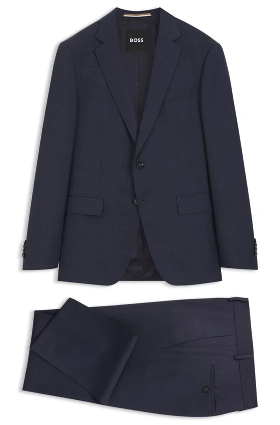 Three-piece slim-fit suit in virgin-wool serge Three-piece slim-fit suit in virgin-wool serge