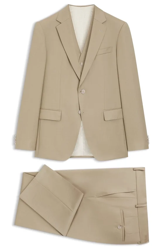 Three-piece slim-fit suit in virgin-wool serge Three-piece slim-fit suit in virgin-wool serge