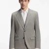 Three-piece slim-fit suit in wool-blend poplin