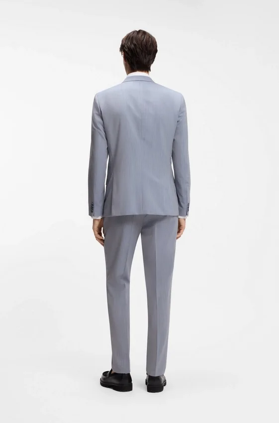 Three-piece slim-fit suit in wool-blend poplin Three-piece slim-fit suit in wool-blend poplin