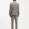 Three-piece slim-fit suit in wool-blend poplin