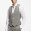 Three-piece slim-fit suit in wool-blend poplin