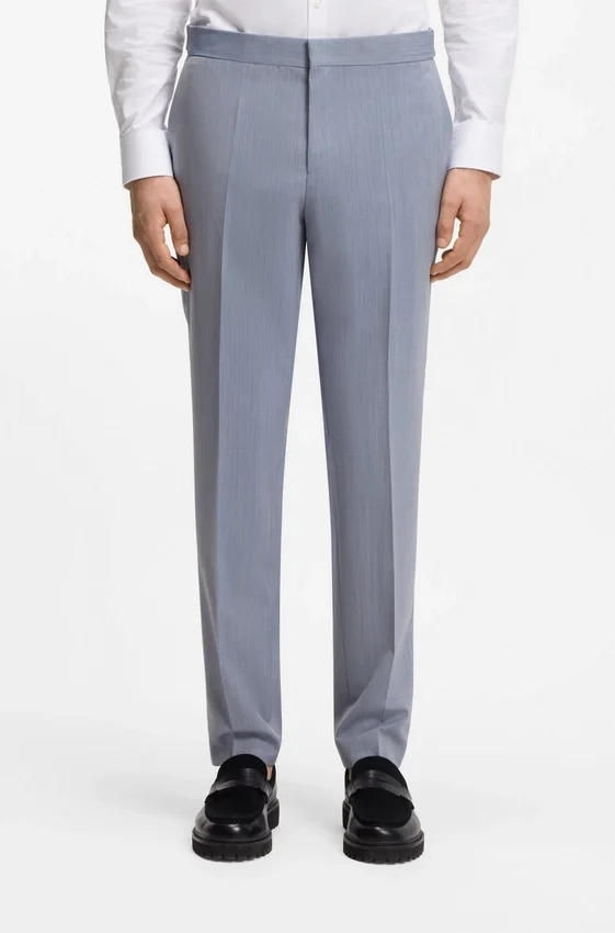 Three-piece slim-fit suit in wool-blend poplin Three-piece slim-fit suit in wool-blend poplin
