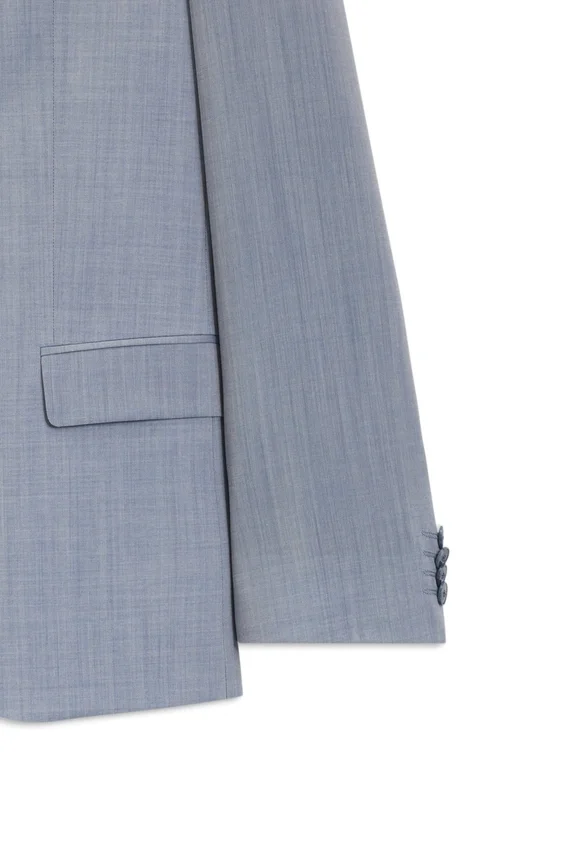 Three-piece slim-fit suit in wool-blend poplin Three-piece slim-fit suit in wool-blend poplin