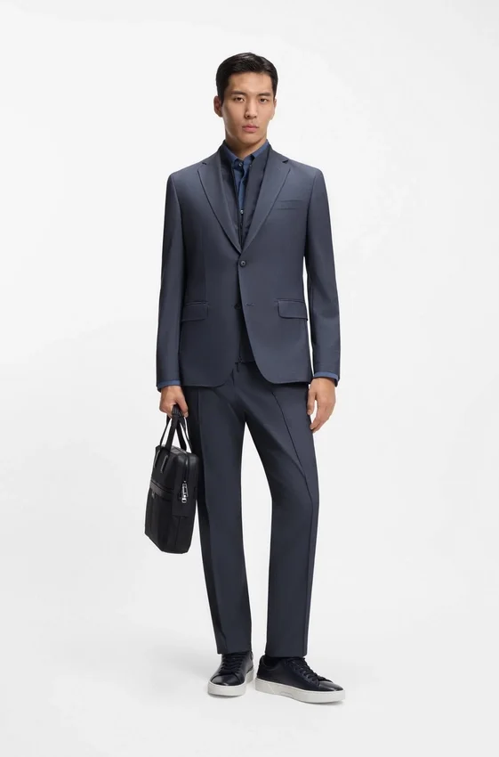 Three-piece slim-fit suit with zip waistcoat Three-piece slim-fit suit with zip waistcoat