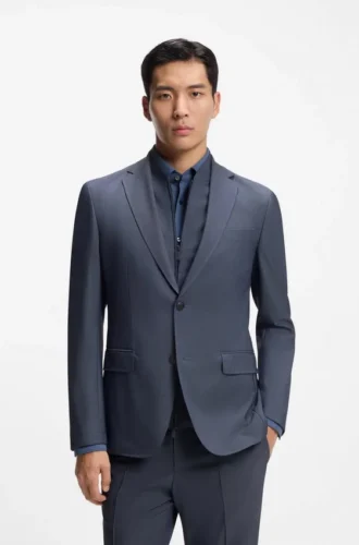 Three-piece slim-fit suit with zip waistcoat