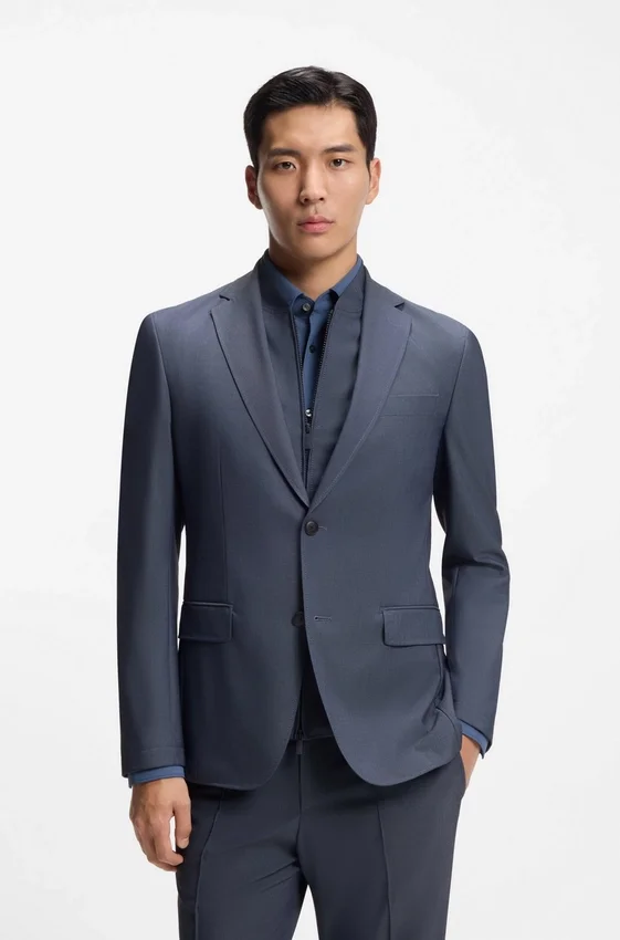 Three-piece slim-fit suit with zip waistcoat Three-piece slim-fit suit with zip waistcoat