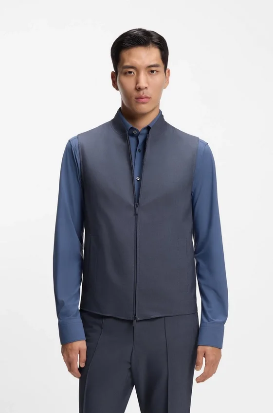 Three-piece slim-fit suit with zip waistcoat Three-piece slim-fit suit with zip waistcoat