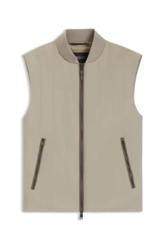 Tonal-binding gilet with water-repellent finish