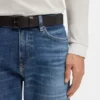 Tonal-buckle belt in Italian leather