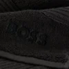 Tonal-logo black bath towel in Aegean cotton Tonal-logo black bath towel in Aegean cotton