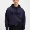 Tonal-logo hoodie in cotton terry