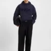 Tonal-logo hoodie in cotton terry