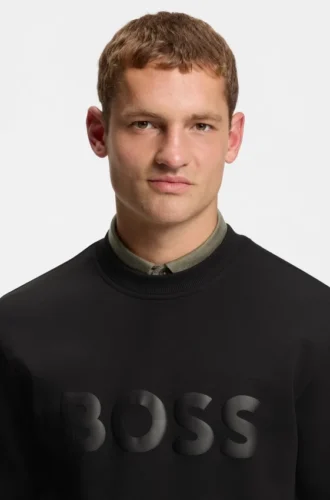 Tonal-logo sweatshirt in stretch cotton
