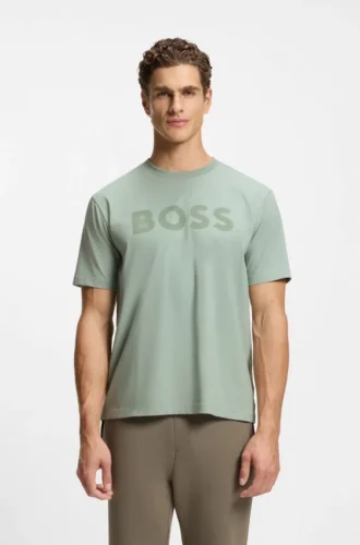 Tonal-logo T-shirt in stretch cotton